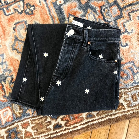 PacSun Denim - Pacsun High Rise Straight Embroidered Floral Jeans